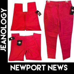 Newport News Womens Jeans Skinny Mid Rise Red Size 10